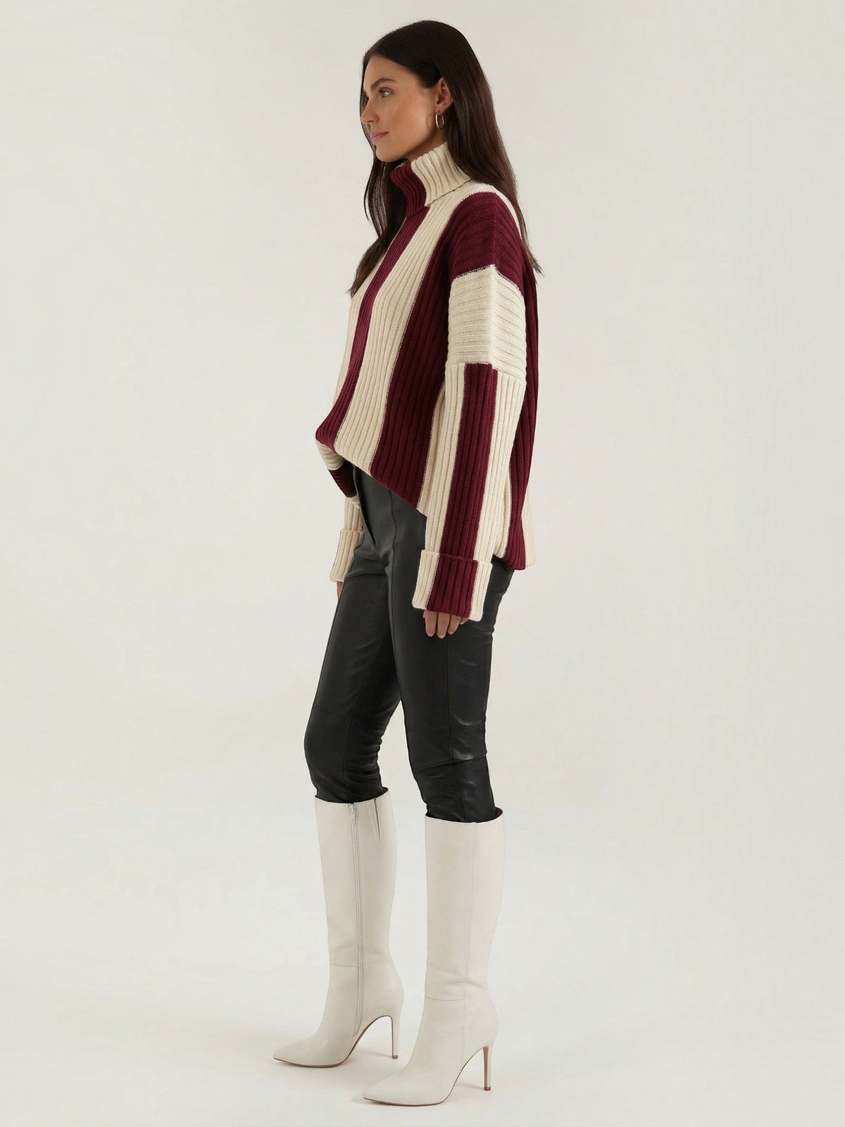 June Colour Block Oversized Turtleneck Sweater
