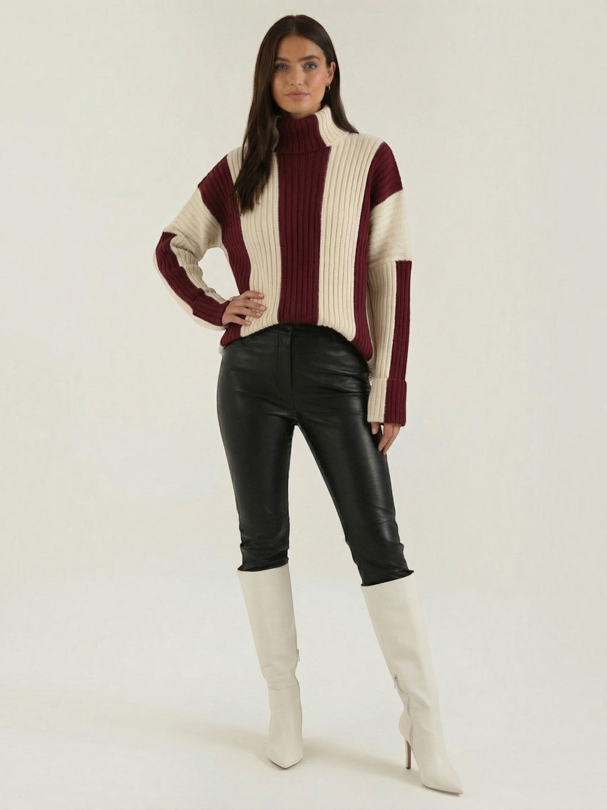 June Colour Block Oversized Turtleneck Sweater