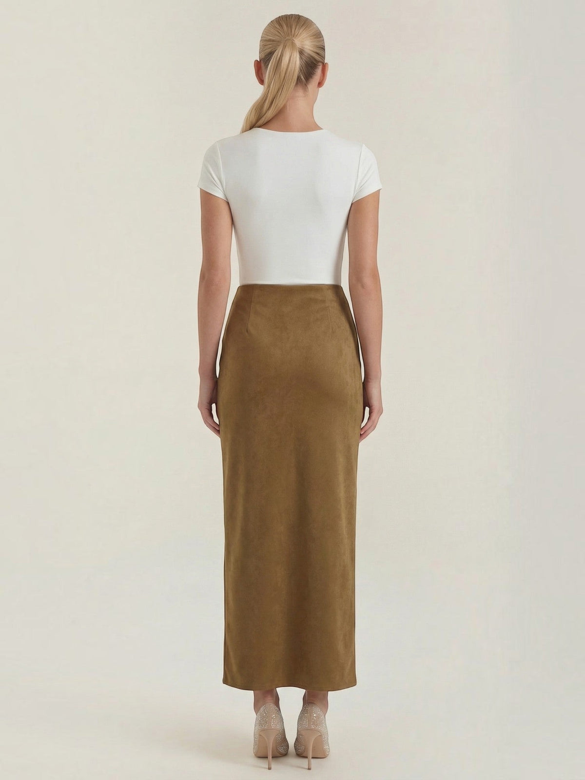 Kristin Suede Look Wrap Maxi Skirt
