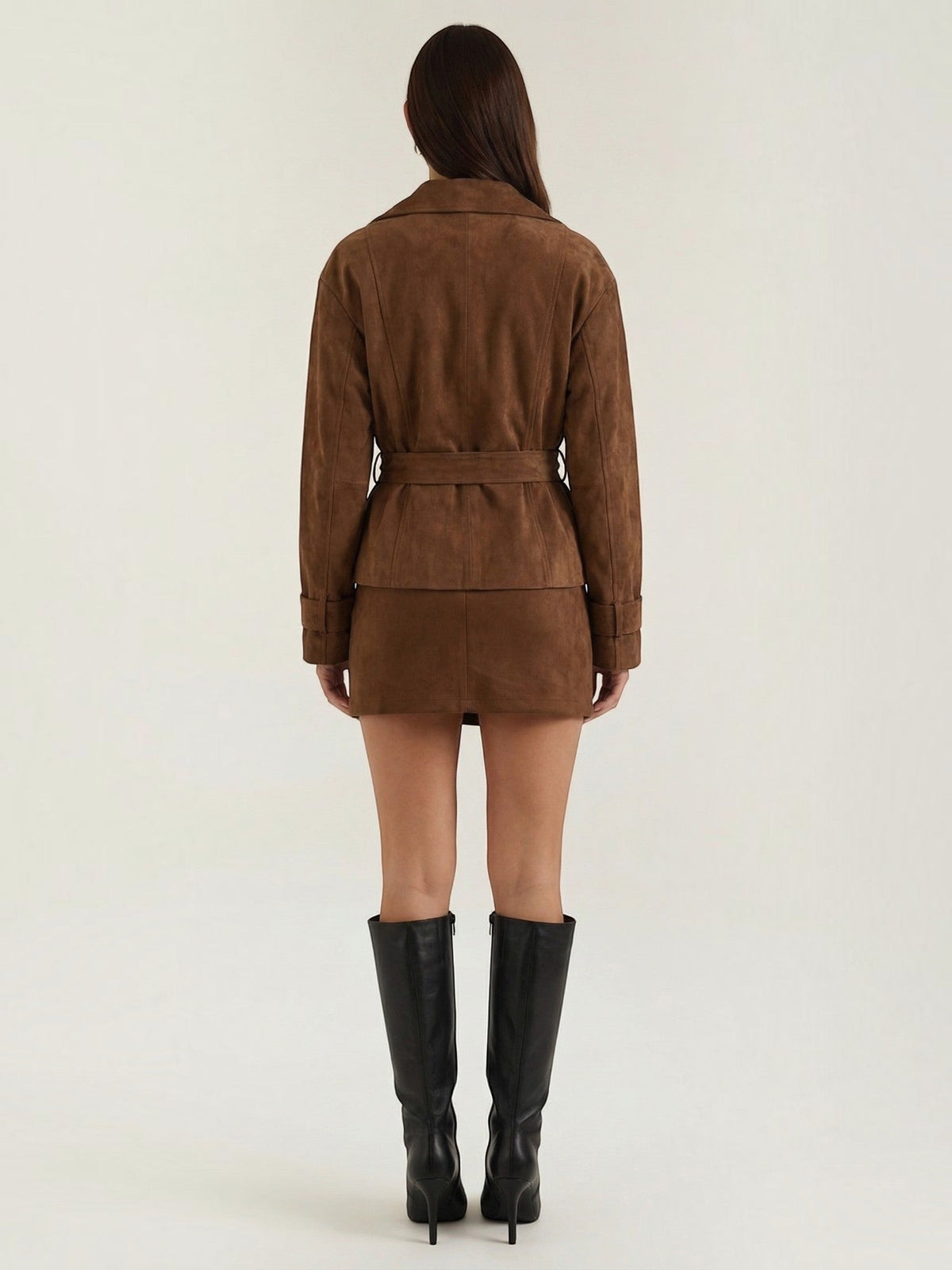 Lily Suede Look Belted Mini Skirt