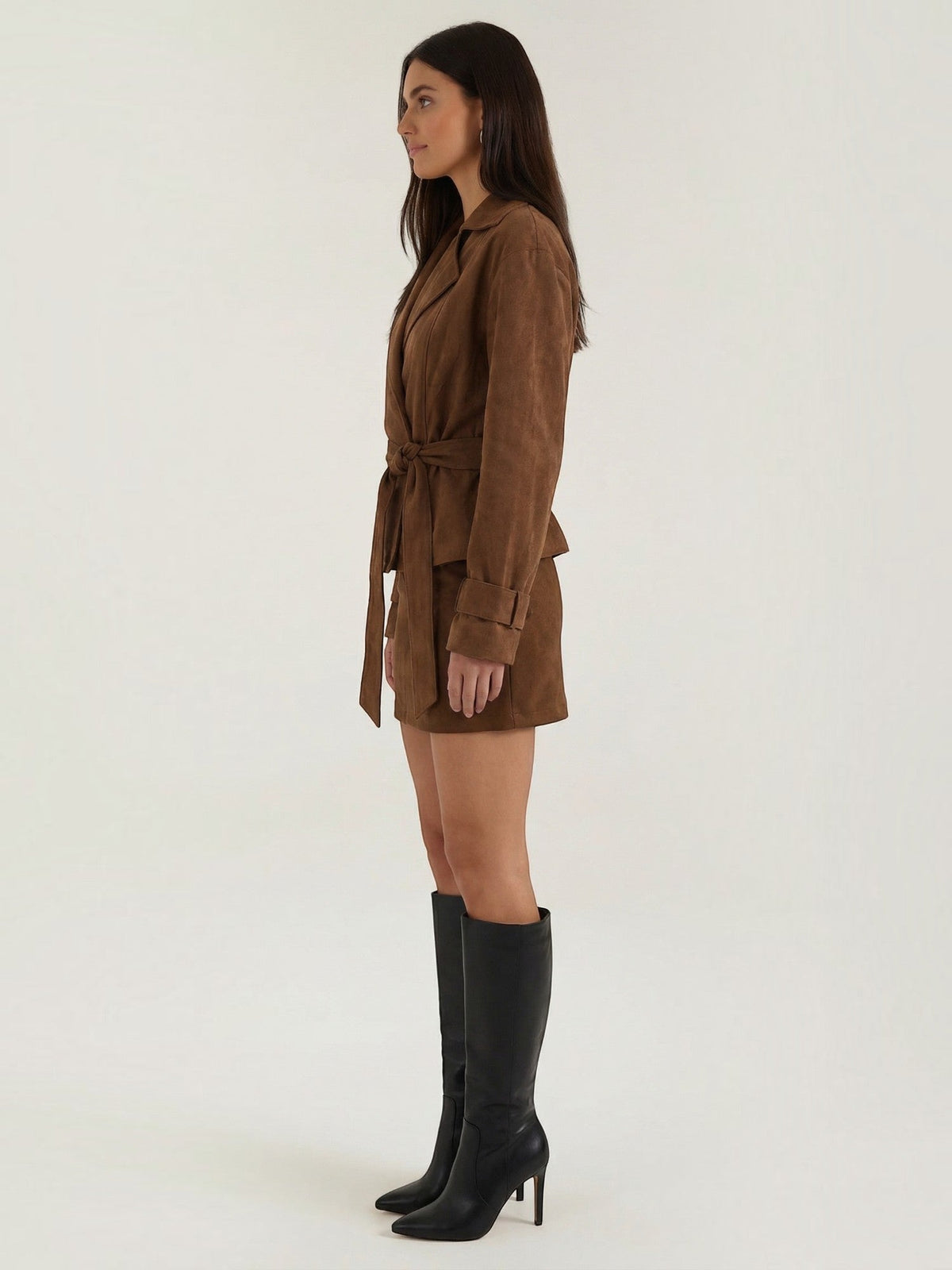 Lily Suede Look Belted Mini Skirt