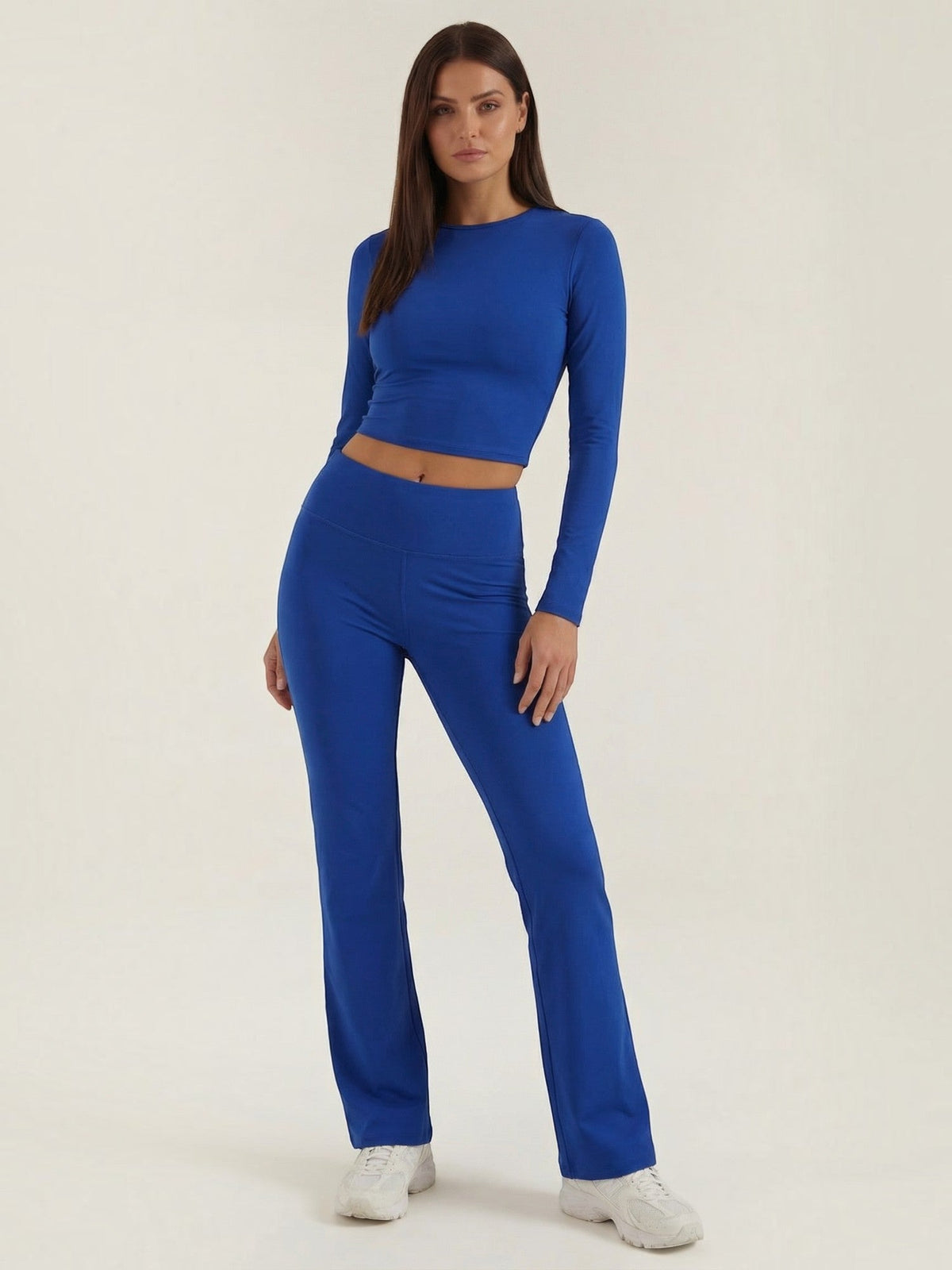 Liora Long Sleeve Crop Top and High Waist Pants Set