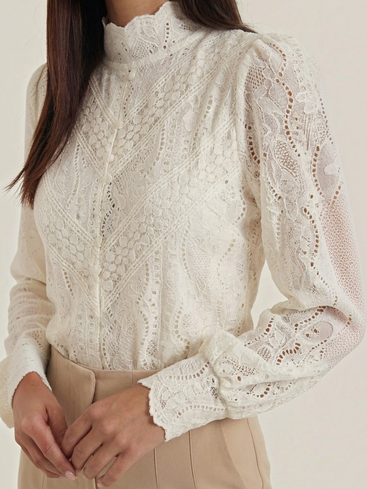 Loretta Lace Puff Sleeve Blouse