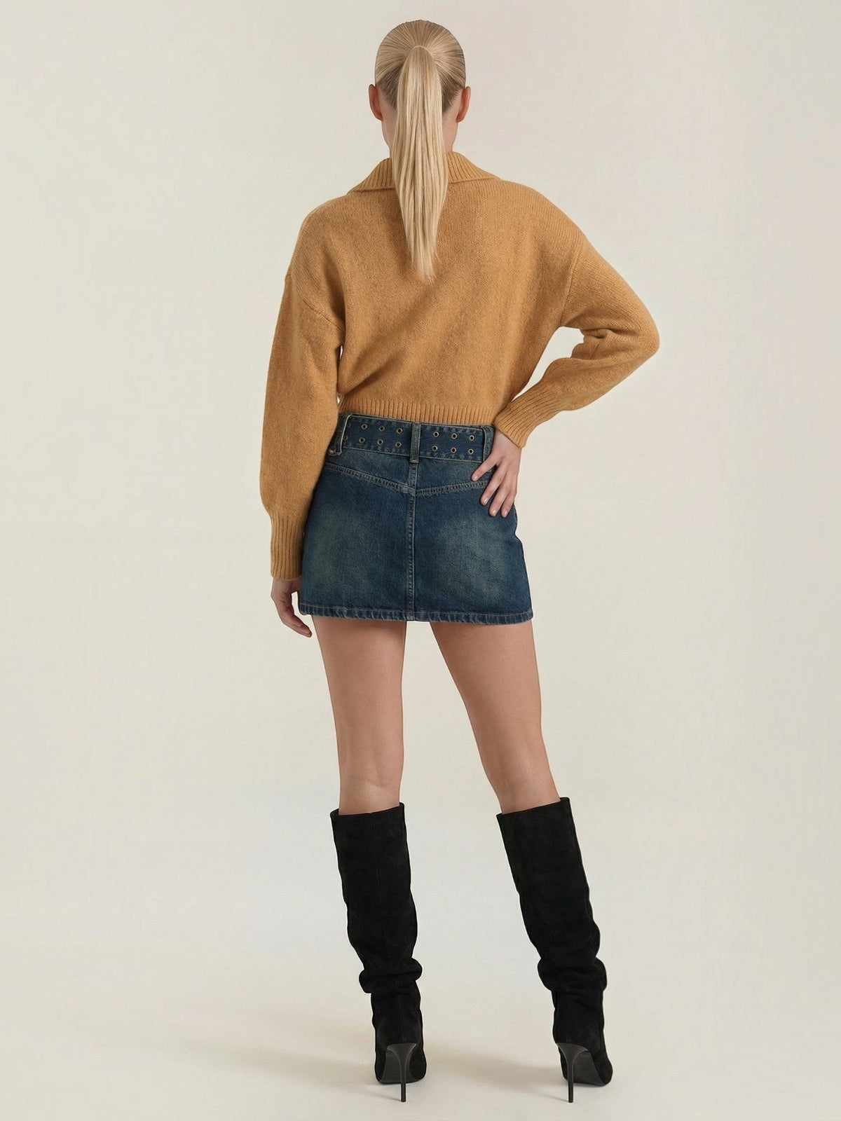 Lynda Wrap Front Cropped Knit Sweater