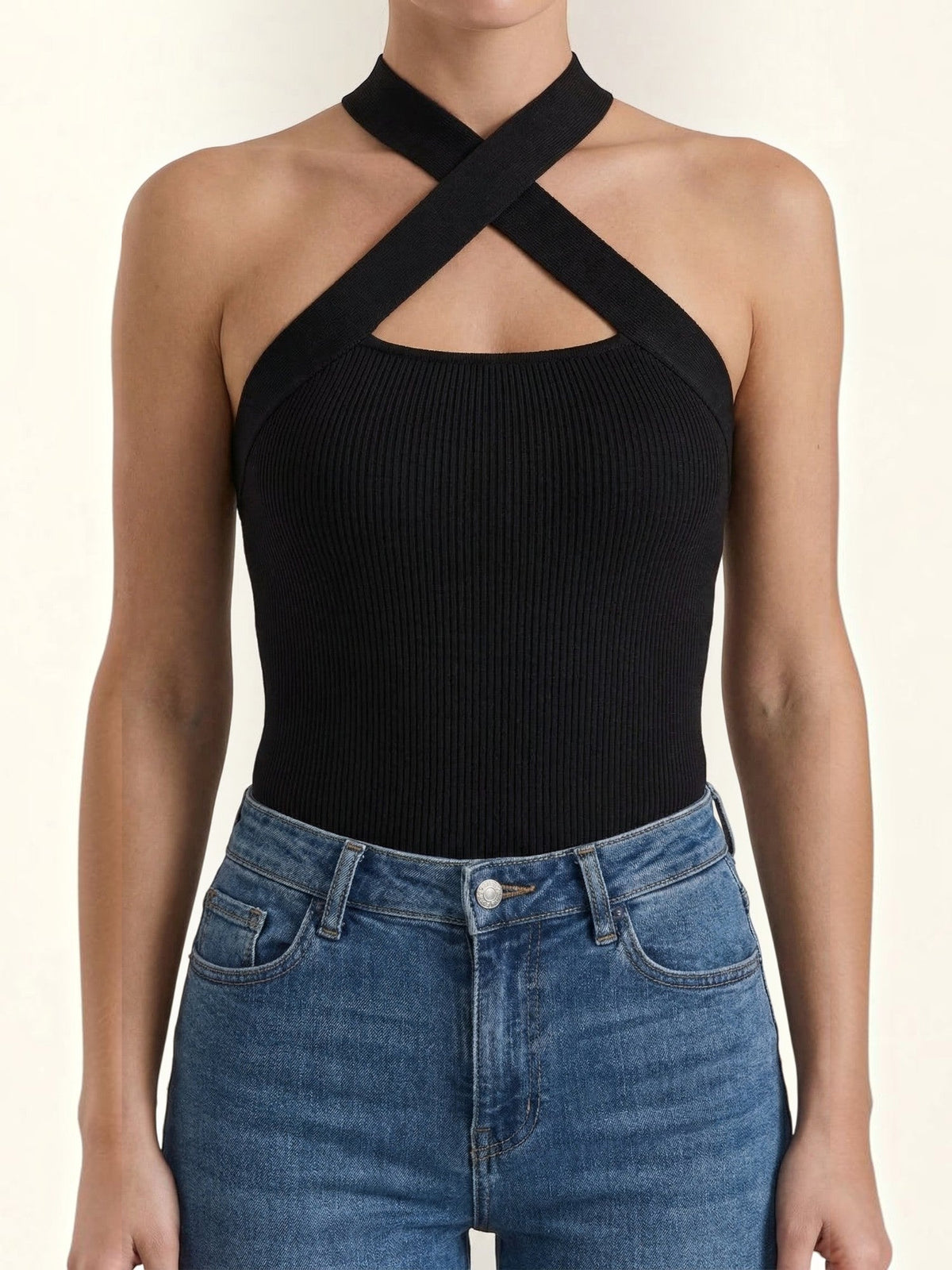 Allison Crossover Halter Neck Cut Out Top