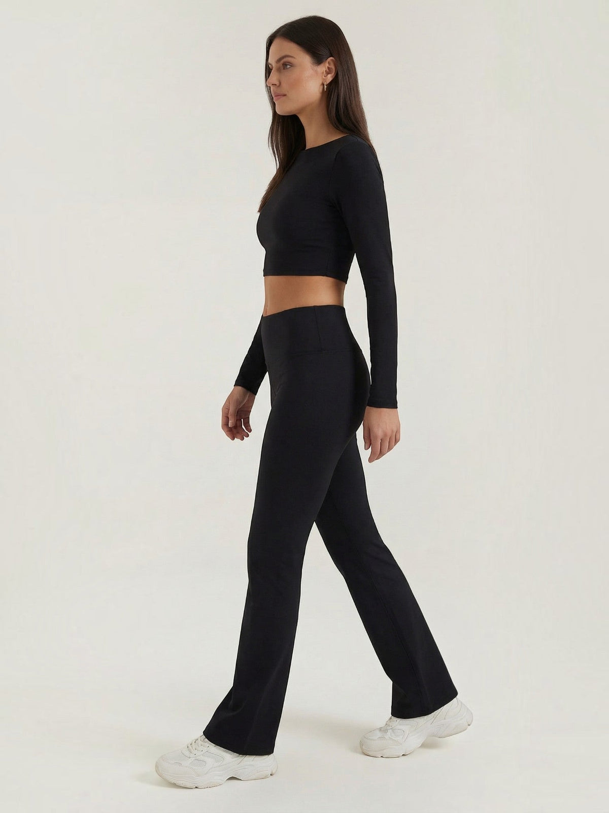 Liora Long Sleeve Crop Top and High Waist Pants Set